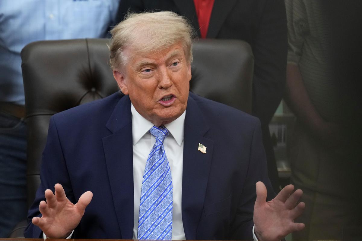 Donald Trump speaks about U.S.-Iran negotiations amid rising political criticism and policy debate.